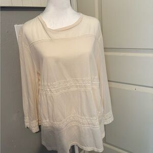 Ralph Lauren Cream Ruffled 3/4 Sleeve Tunic